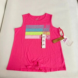 Justice Girls Tank Top Size Medium (10) Pink Glitter Graphics Sleeveless